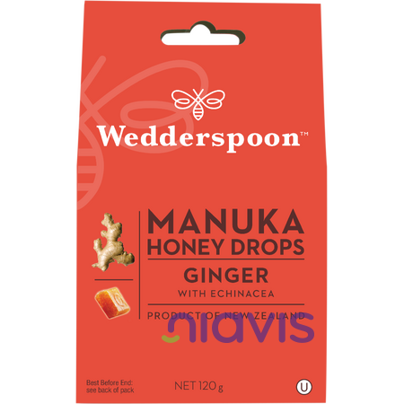 Wedderspoon Bomboane (Dropsuri) cu Miere de Manuka, Ghimbir si Echinacea 120g