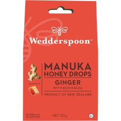 Wedderspoon Bomboane (Dropsuri) cu Miere de Manuka, Ghimbir si Echinacea 120g