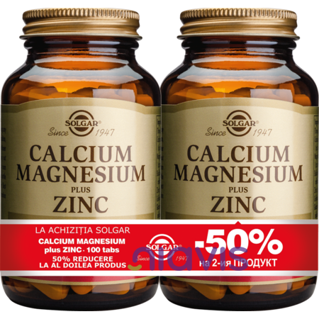 Solgar Calcium Magnesium + Zinc 100 tablete PACHET 1+1-50%