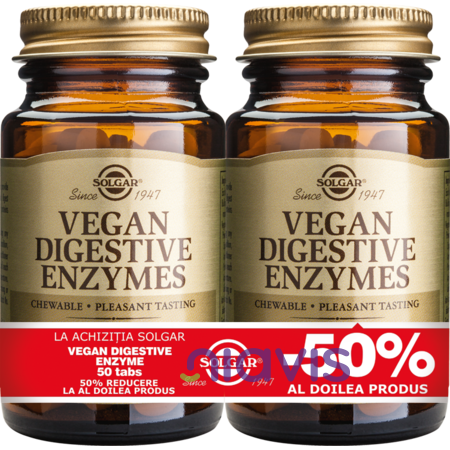 Solgar Vegan Digestive Enzymes 50 tablete PACHET 1+1-50%