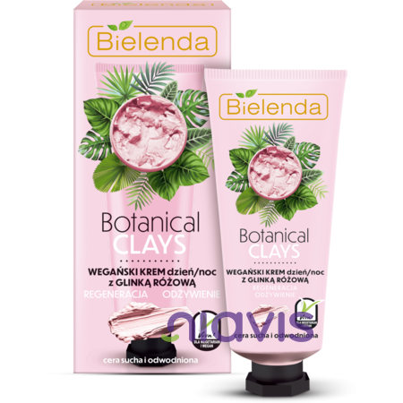 Bielenda BOTANICAL CLAYS Crema Vegana de Fata cu Argila Roz Zi/Noapte  50 ml