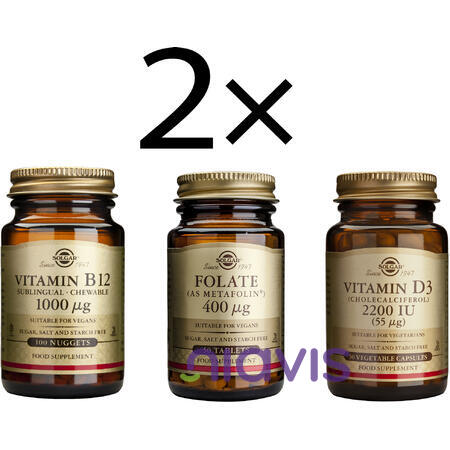 Pachet Solgar (Vitamin B12 + Folate + Vitamin D3)