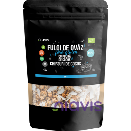 Niavis Fulgi de Ovaz Fini Fara Gluten cu Pudra de Cocos si Chipsuri de Cocos Ecologici/Bio 200g