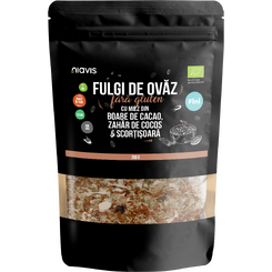 Fulgi de Ovaz Fini Fara Gluten cu Miez din Boabe de Cacao, Zahar de Cocos si Scortisoara Ecologici/Bio 200g