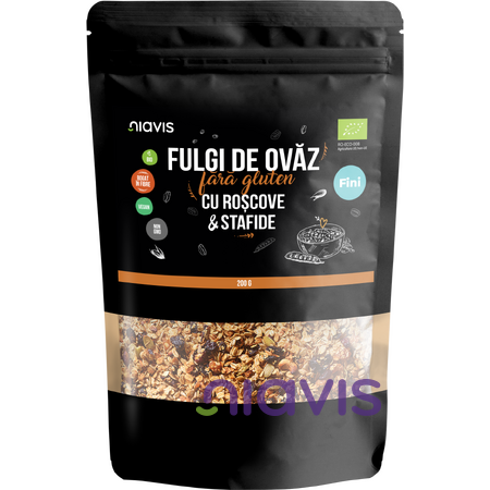 Niavis Fulgi de Ovaz Fini Fara Gluten cu Roscove si Stafide Ecologici/Bio 200g