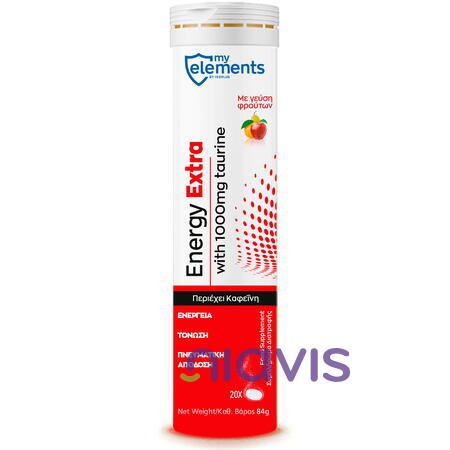 myelements Energy Extra cu Cafeină și Taurină (aroma de fructe) -  20 tb efervescente