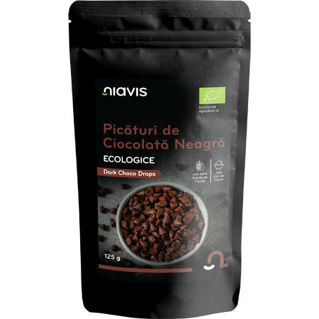 Niavis Picaturi de Ciocolata Neagra Ecologice/BIO 125g