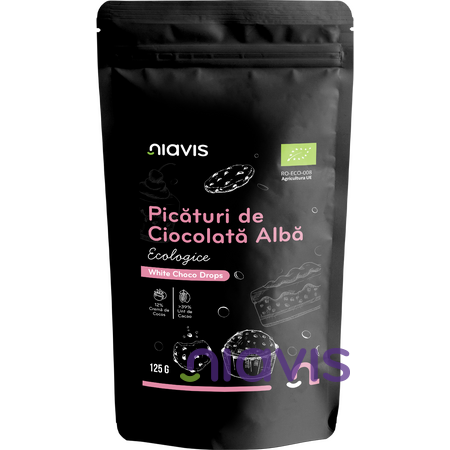 Niavis Picaturi de Ciocolata Alba Ecologice/BIO 125g