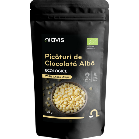 Niavis Picaturi de Ciocolata Alba Ecologice/BIO 125g
