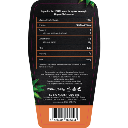 Niavis Sirop de Agave Dark Ecologic/BIO 250ml/345g