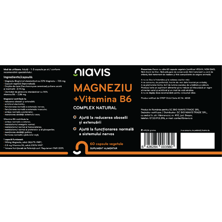 Niavis Magneziu + Vitamina B6 60cps