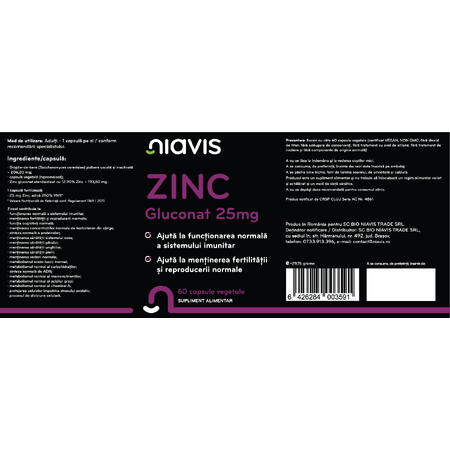 Niavis Zinc Gluconat 25mg 60cps