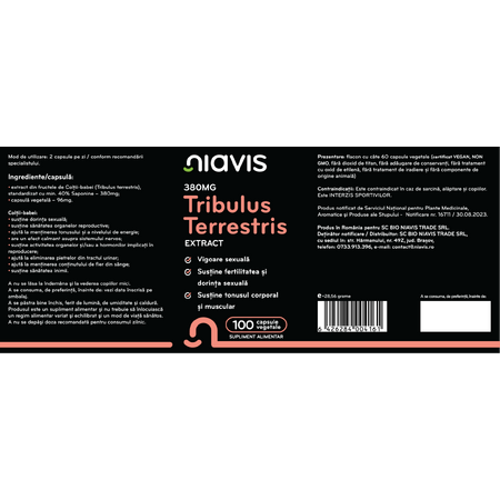 Niavis Tribulus Terrestris Extract 380mg 100 cps