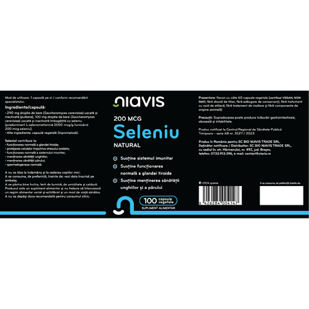 Niavis Seleniu Natural 200mcg 100 cps