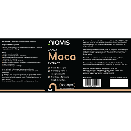 Niavis Maca Extract 400mg 100 cps