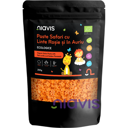 Niavis Paste Safari cu Linte Rosie si In Auriu Pentru Copii Ecologice 250g