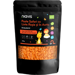 Magazin naturist: Producator / Distribuitor de produse naturiste, Niavis Paste Safari cu Linte Rosie si In Auriu Pentru Copii Ecologice 250g, 2 , Niavis