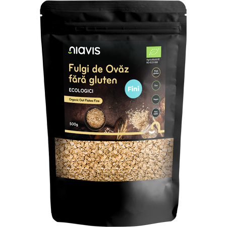 Niavis Fulgi de Ovaz Ecologici Fini fara Gluten Ecologici/BIO 500g